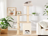 63" Wooden Cat Tree - 2-Story Condo with Bamboo Interior, 5 Sisal Scratching Posts, 44 lbs Per Layer 78450148