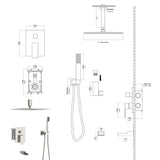 Shower System with Waterfall Tub Spout,12 Inch Ceiling Mount Square Shower System with Rough-in W124381954