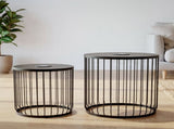 2-Pack Solar Powered Nesting Side Table Set, Modern Round End Tables with Solar LED Lights, Metal 52310929