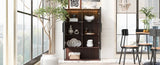 51.2'' Tall Lighted Display Cabinet with Tempered Glass Door, Metal Frame LED Curio Cabinet, Modern N845P261777D