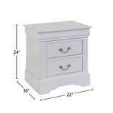 2 Drawers Solid Pine Nightstand in White Finish B016P253281