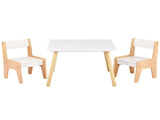 White & Wood Tone Kids Table and 2 Chairs Set, MDF, 60*60*44cm 11132323