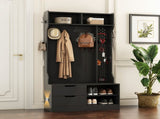 Hall Tree with 6 Hooks,Coat Hanger, Entryway Bench, Storage Bench,for Entrance, Hallwa,black W1321P444289