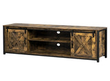 3-layer Double Barn Door with Sliding Rail X-shaped Panel TV Cabinet MDF with Triamine Retro Brown 94882860