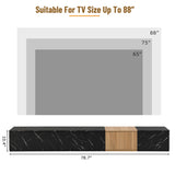 ON-TREND TV Stand with Faux Marble and Walnut Wood Grain Finish for TVs up to 88'', Modern WF320812AAB