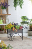 24.4x12.6x15.4" Rustic Black Trolley Cart Plant Stand, Planter W2078P322246