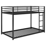 ZNTS Twin over Twin Metal Bunk Bed, Low Bunk Bed with Ladder, Black 39848515