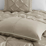 7 Piece Tufted Comforter Set Taupe King B03596864