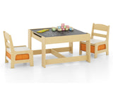 2-in-1 Kids Activity Table and Chairs Set, Double-Sided Whiteboard & Blackboard, with Hidden 74044351