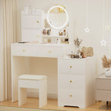 Fashion Vanity Desk with Mirror Lights for Makeup Cushioned Chair, Vanity Mirror with Lights W2699P214617