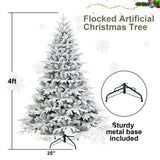 Artificial 4ft Flocked Christmas Tree with 856 PE/PVC mixed Branch Tips, 150L warm white led, Steel 21382031