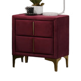 Red And Gold Coated 1pc Nightstand Bar Pull Handle Fully Upholstered Flannelette Classy Bedroom B2741P350273