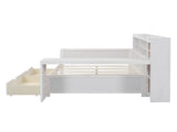 Wooden Full Size Daybed with Storage Shelves, Multi-functional Bed with Two Storage Drawers and 34590533