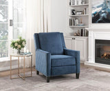 Modern Home Furniture Reclining Chair 1pc Blue Textured Fabric Upholstered Nailhead Trim Solid Wood B011P190688