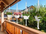 4PCS Macrame Plant Hanger Indoor Outdoor Hanging Planter Basket Natural Cotton Rope Plant Holder 01444003