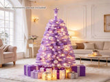 Purple Small Pre Lit 4 Foot Christmas Tree with 50 Warm White LED, Flame Retardant PVC Foliage, 45006795