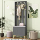 ON-TREND Modern Luxury 4-in-1 Hall Tree with Cushion, Versatile Coat Rack with 8 Gold Hooks and N721P192814E
