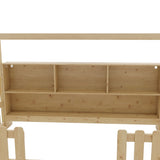 Twin Size House Bed with LED Light, Wood House Bed with Storage Bookshelf, Floor House Bed with W2593P269092