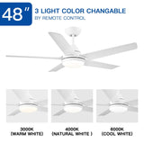 ZNTS 48 In Intergrated LED Ceiling Fan with White ABS Blade W1367P171202