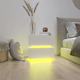 White Color High Glossy 2 Drawers Bedside Table with RGB Led Light Nightstand with Bluetooth Control W2139142767