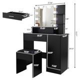 ZNTS FCH Large Vanity Set with 10 LED Bulbs, Makeup Table with Cushioned Stool, 3 Storage Shelves 1 30731740