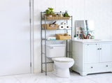 Over-the-Toilet Bathroom Storage Shelf Unit Set with Space Saver, Basket and Hooks, Satin Nickel, 70750030