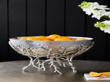 14.2x14.2x10.8" Silver Decorative Aluminum Bowl with Twig Stand W2078P489710