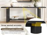 U_Style 62.9" Modern Minimalist Console Table, Solid Wood Entryway Sofa Table with Metal Accents, N711P289140B