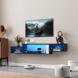 65.35in Wall Mounted Floating TV Stand with 20 Color LEDs and Charging Station W331P242458