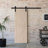 ZNTS 30 in. x 84 in. Unfinished Sliding Barn Door with 5.5FT Barn Door Hardware Kit & Handle ,K 00932362