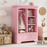 Open children's wardrobe with a hanging rod and open shelves, one large drawer, low design close to W1580P257497