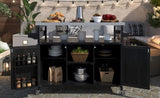 K&K Outdoor Kitchen Island, Rolling Bar Cart & Storage Cabinet, Farmhouse Solid Wood Outdoor Grill N707P235043B