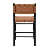 24.25'' Classic Counter Stools Set of 2,Brown PU Counter Stools with rubberwood Frame,Leather 74690.00BRN