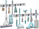 2 pack Mop & Broom Holder Wall Mounted Metal Tool Storage Organizer Rack, Silver, 4 Slots & 5 Hooks 38644633