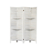 ZNTS Room Divider 4 Panel, White Room Divider with Shelves, Wall Room Dividers and Folding Privacy 25185997