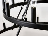 2 Tiers Wagon Wheel Chandelier Wooden Farmhouse 36-Light, Black Metal Chandeliers W1592P264853