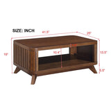Rectangular Wood Coffee Table for Living Room, 41.5-Inch Coffee Table with Solid Wood Legs, Wood W1202P177316