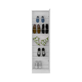 Leto Xl Shoe Rack, Mirror, Five Interior Shelves, Single Door Cabinet -White B07091930