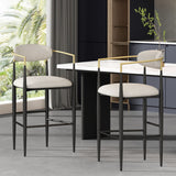 Barstools Set of 2, Counter Height Upholstered Bar Stools with Backs and Iron Legs for Kitchen N779P248198B
