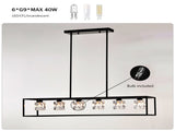 6-Light Farmhouse, Modern Industrial Linear Rectangular Crystal Pendant Light Cage W1592P232593
