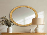 36" Dia Natural Rattan Round Wall Mirror B035P437550
