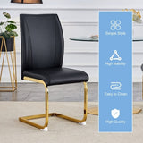 Luxury Simple Arch Chair - Set of 2 BLACK PU Material High Resilience Dining Chair with Arched Metal W1151P154874