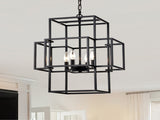 4-Light Metal Lantern Tiered Pendant Hanging Light Fixtures, Industrial Farmhouse Adjustable Height W1592P246889