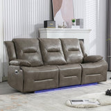 3 Seater Home Theater Recliner Manual Recliner Chair with a LED Light Strip Two Built-in Cup Holders WF323623AAE