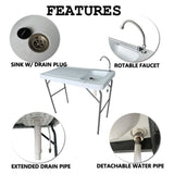 Outdoor Fish and Game Cutting Cleaning Table w/Sink and Faucet 16689897