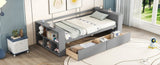 Twin Size Daybed with Shelves and Drawers, Gray WF324220AAE