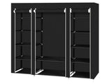 69 Inch Black Portable Clothes Closet, Non-Woven Fabric Storage Wardrobe with 12 Shelves & Hanging 69924600