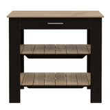 Cala Kitchen Island 40, Two Shelves, One Drawer, Four Legs -Black / Light Oak B07092028