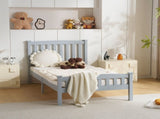 Twin Single-Layer Wooden Bed Vertical Decorative Strips Curved Headboard and Footboard Bed Frame 19973764