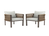 2-Pieces Outdoor Metal Patio Club Chair, Patio Arm Chair with Cushion, Modern Outdoor N780P254451B